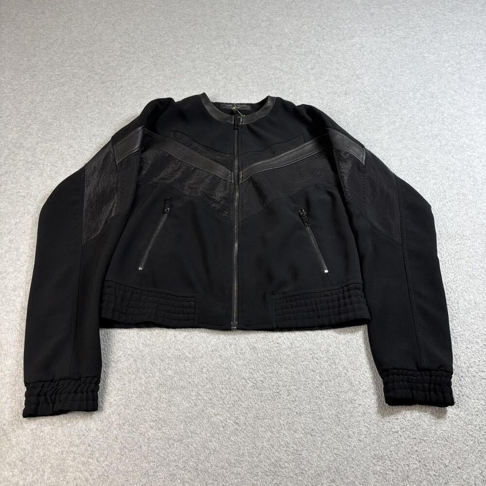 Rag & Bone Jacket Women 2 Black Lamb Leather Trim Moto Bomber Full Zip Made USA